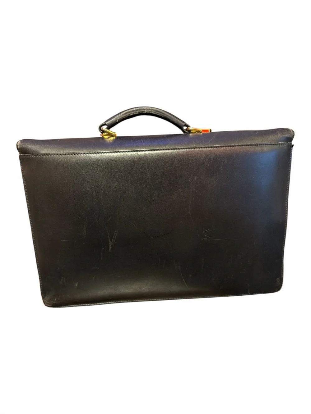 Vintage Alfred Dunhill Black Leather Flap Briefcase Gold Combination Lock
